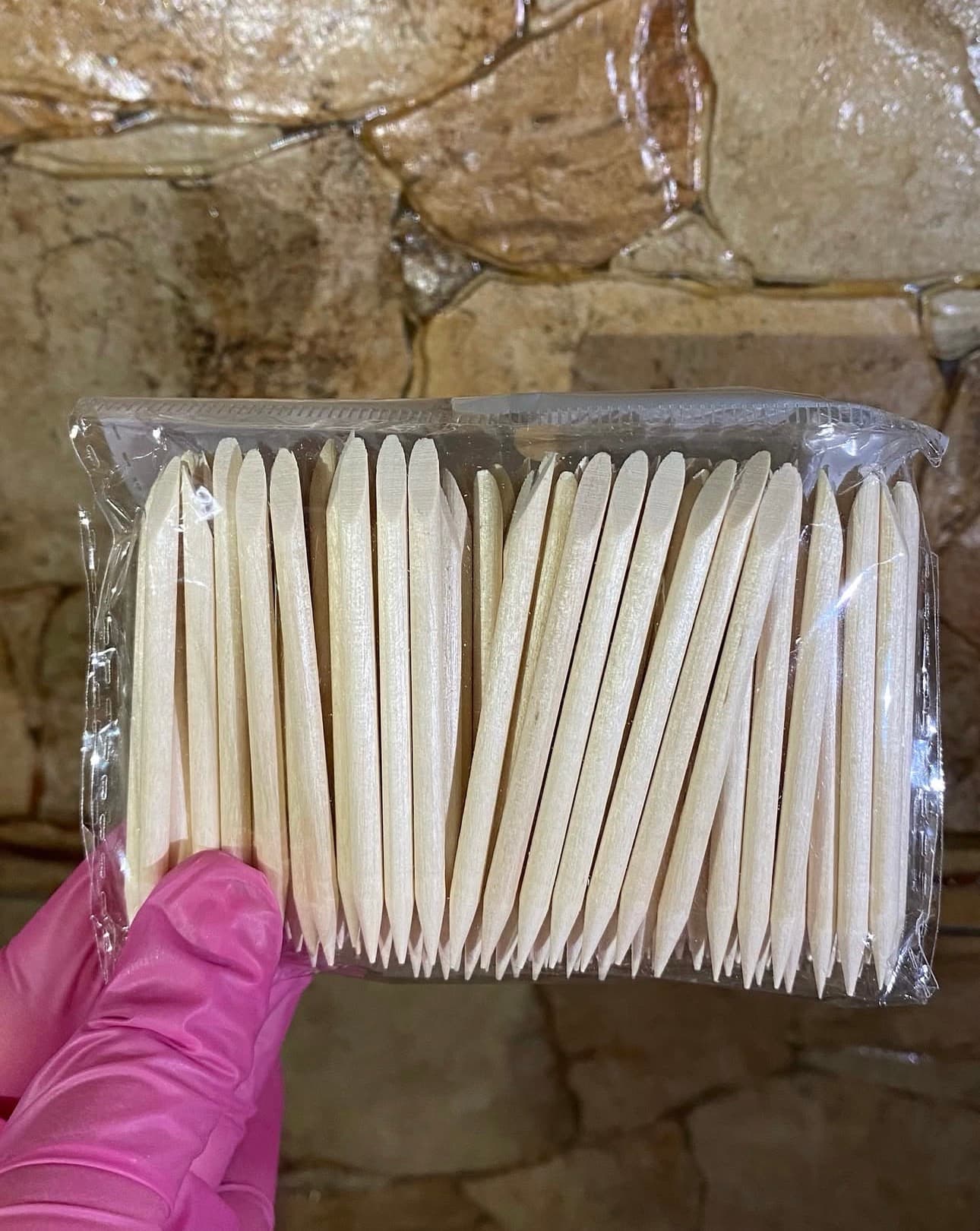 Mini Bâtonnets Pousse-Cuticules en Bois d'Oranger (Sachet 50-Pièces)