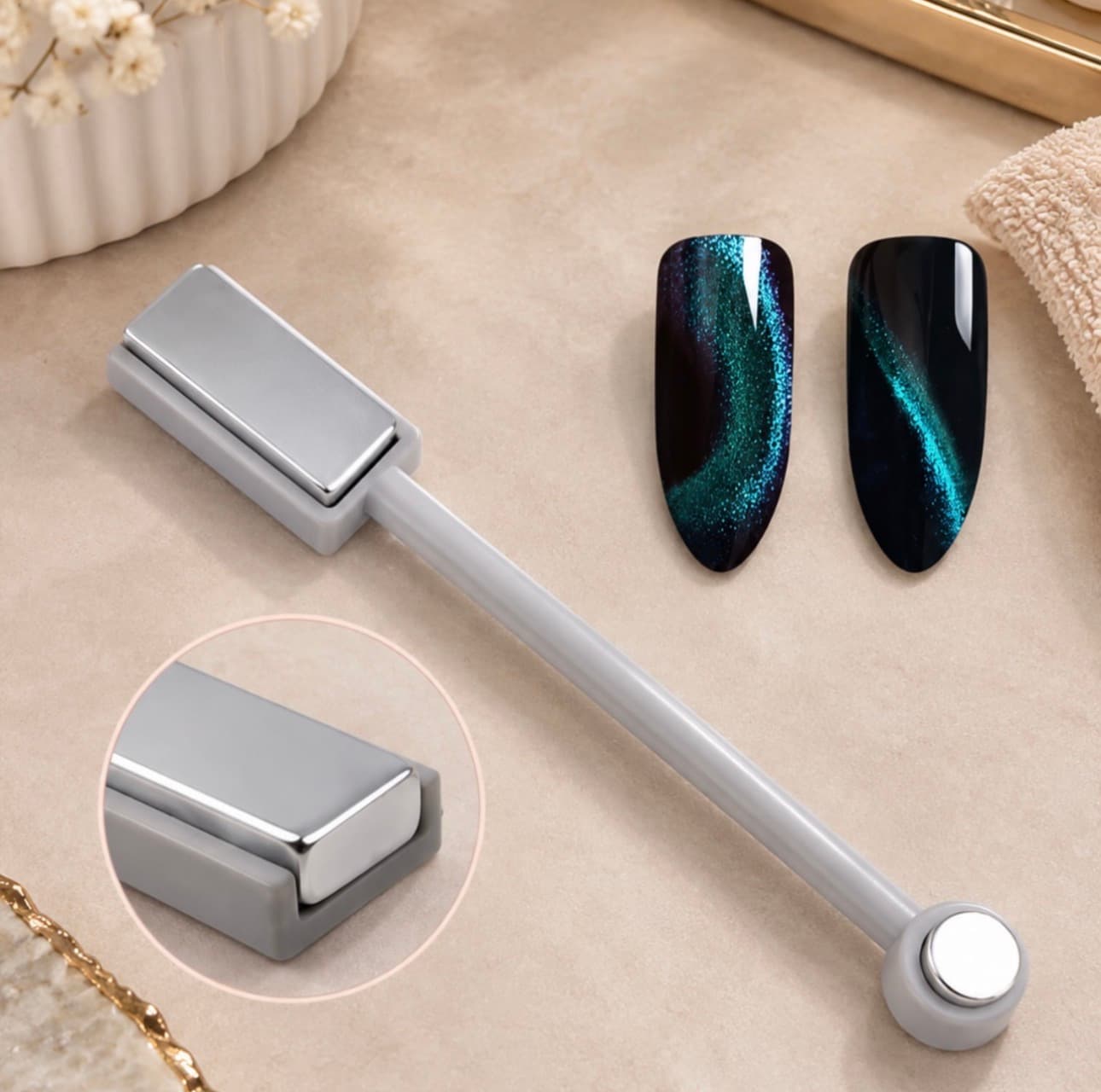 Aimant Double Tête Gris pour Vernis Cat Eye