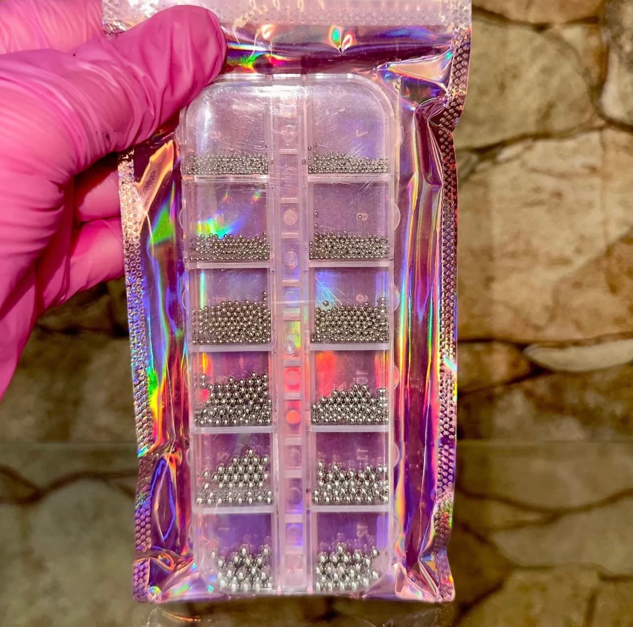 Boîte de Micro-Billes Caviar Métalliques pour Nail Art – Tailles Assorties