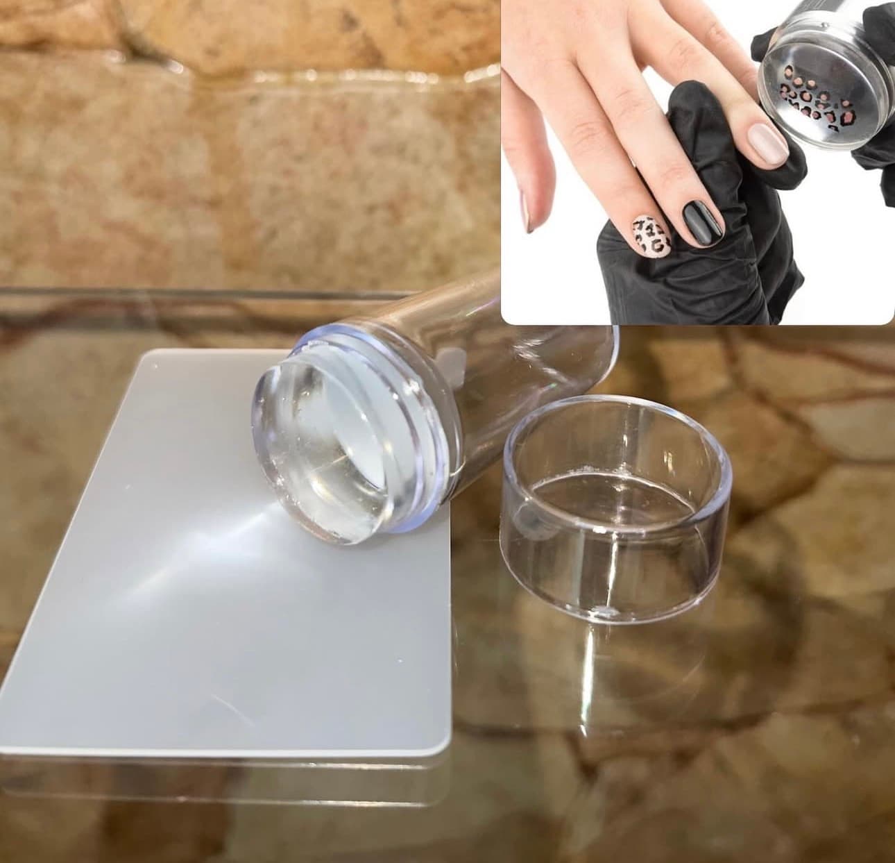 Tampon de Stamping Transparent en Silicone (avec Raclette)